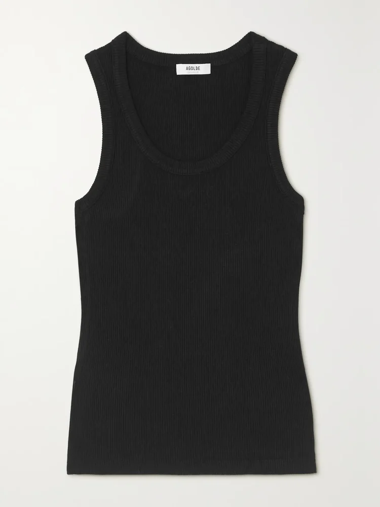 poppy ribbed stretch organic cotton and tencelTM lyocell blend jersey tank