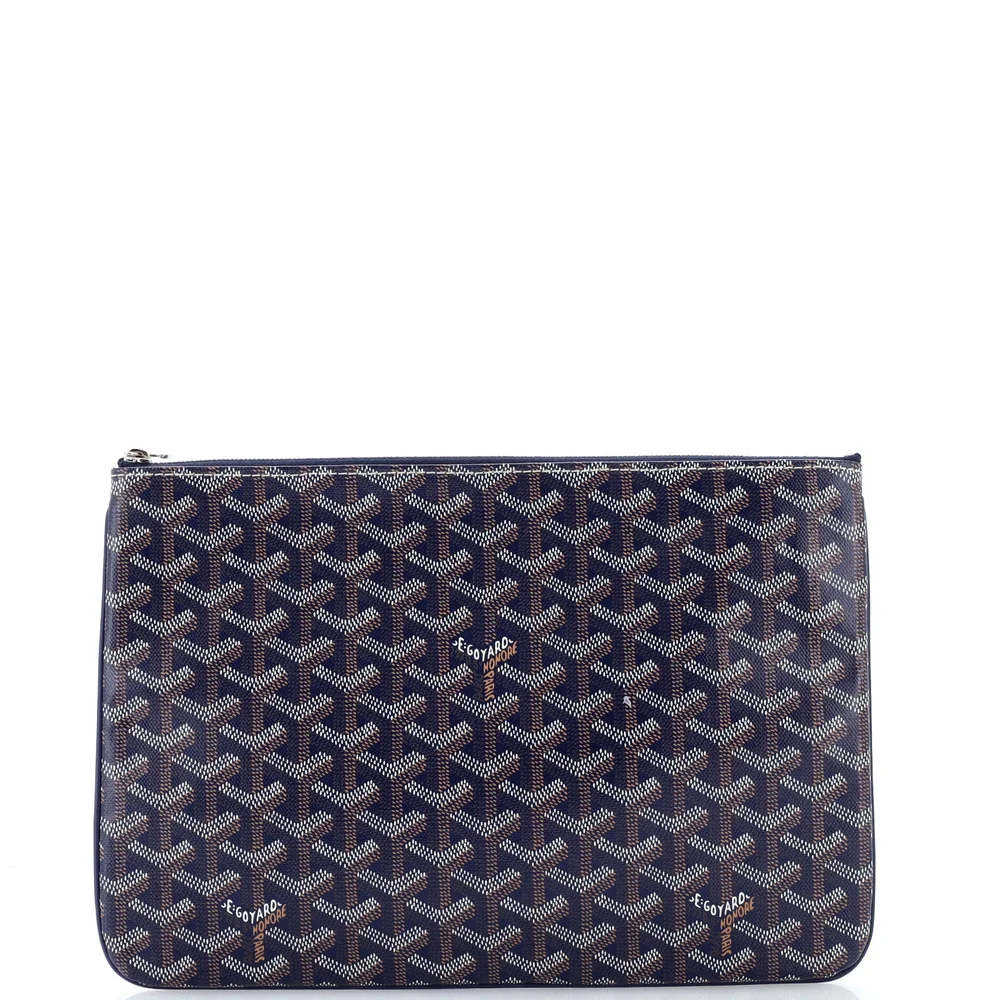 Pre-Owned Senat Zip Pouch Coated Canvas MM, Blue