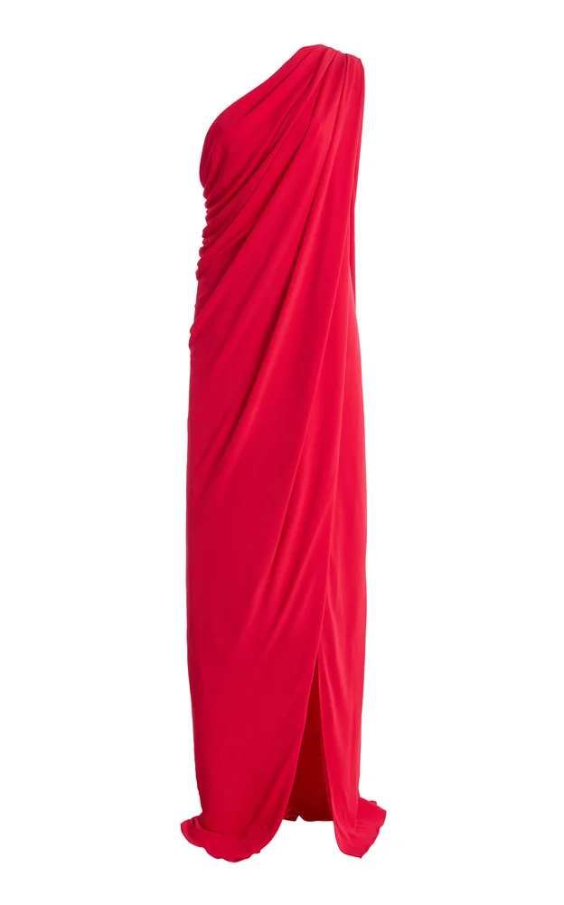 One-Shoulder Asymmetric Draped Gown
