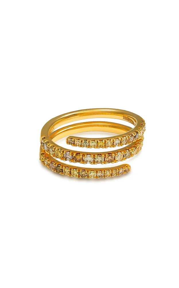 Fancy Color Diamond Pave Coil Pinky Ring