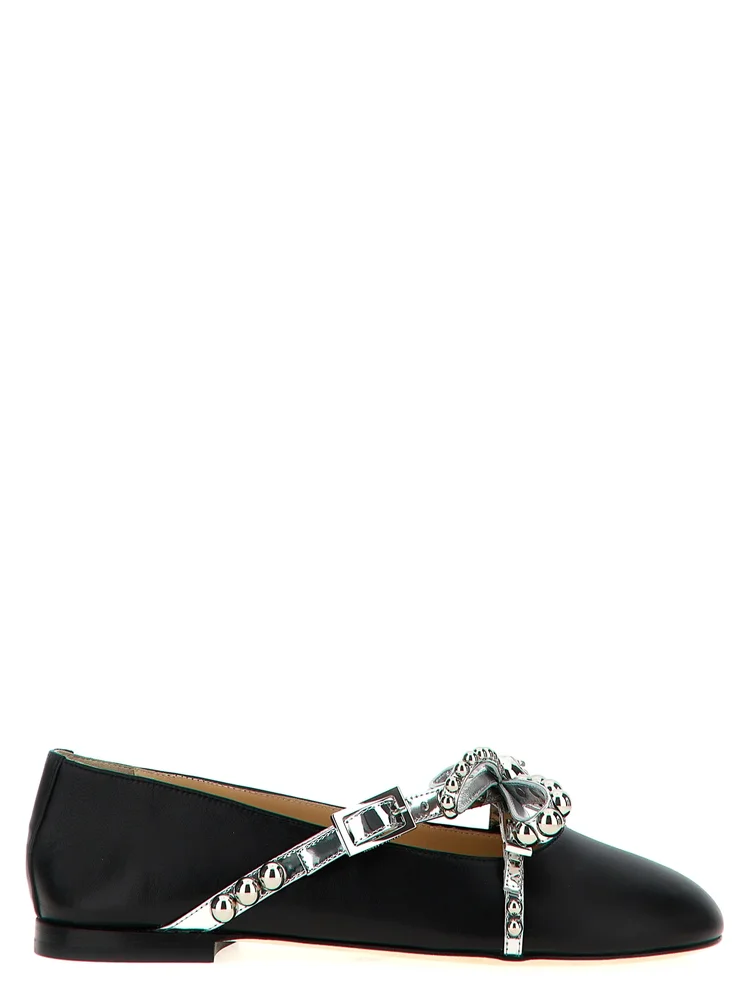 Crystal Studs Ballet Flat, Black
