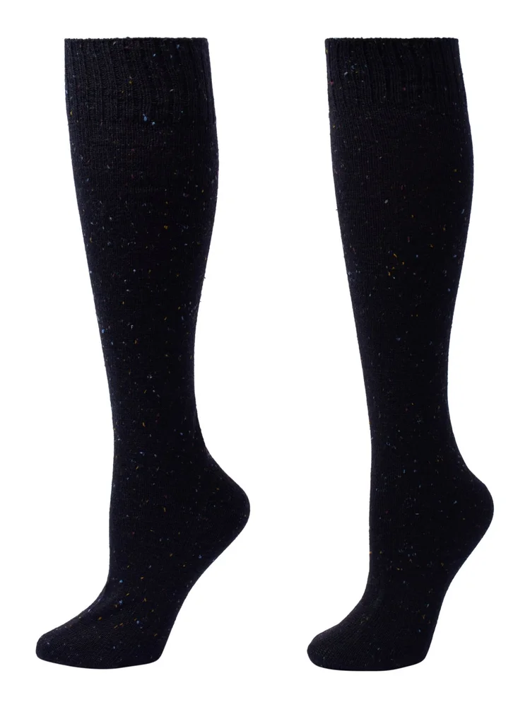 Tweed Ribbed Welt Knee-High Socks