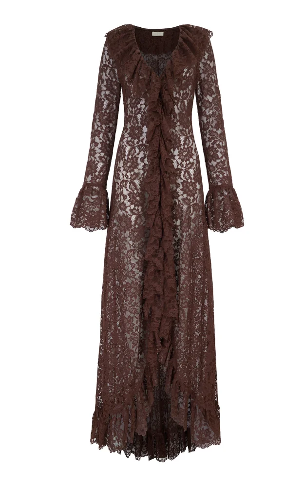 Clementina Ruffled Lace Maxi Dress