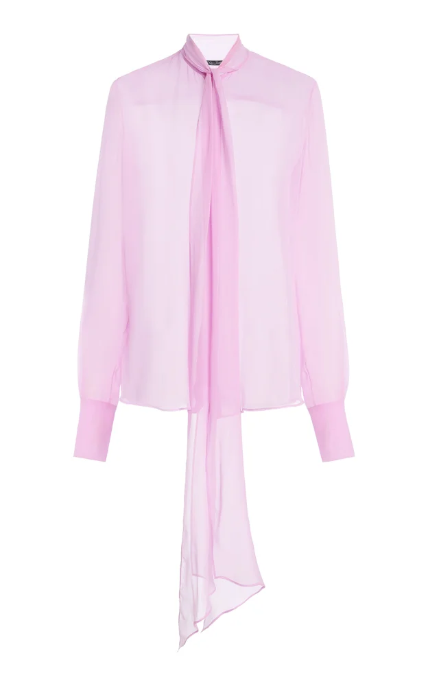Tie-Detail Silk-Blend Top