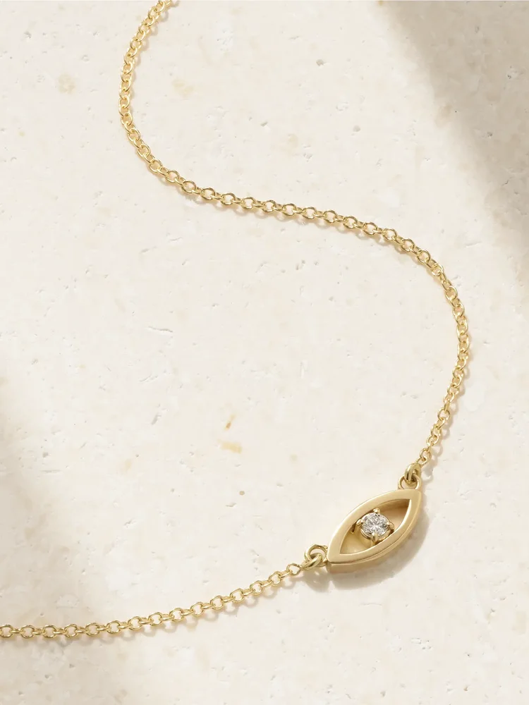 Evil Eye Mini 18-karat gold diamond necklace