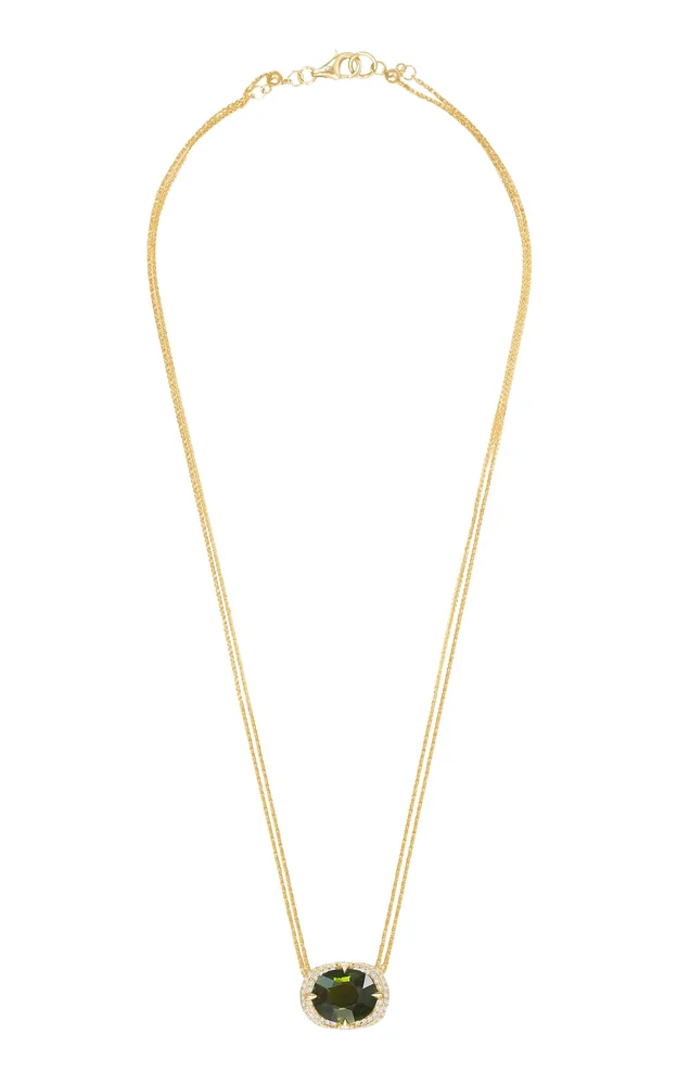 18K Yellow Gold Tourmaline And Diamond Necklace