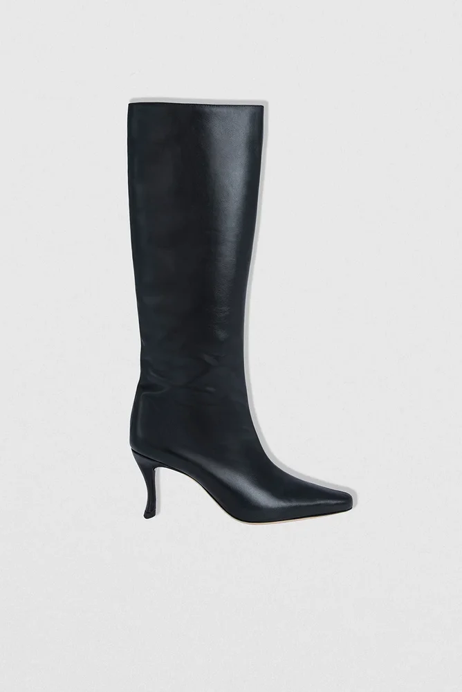 Stevie 42 Black Smooth Calf Leather Knee-High Boot