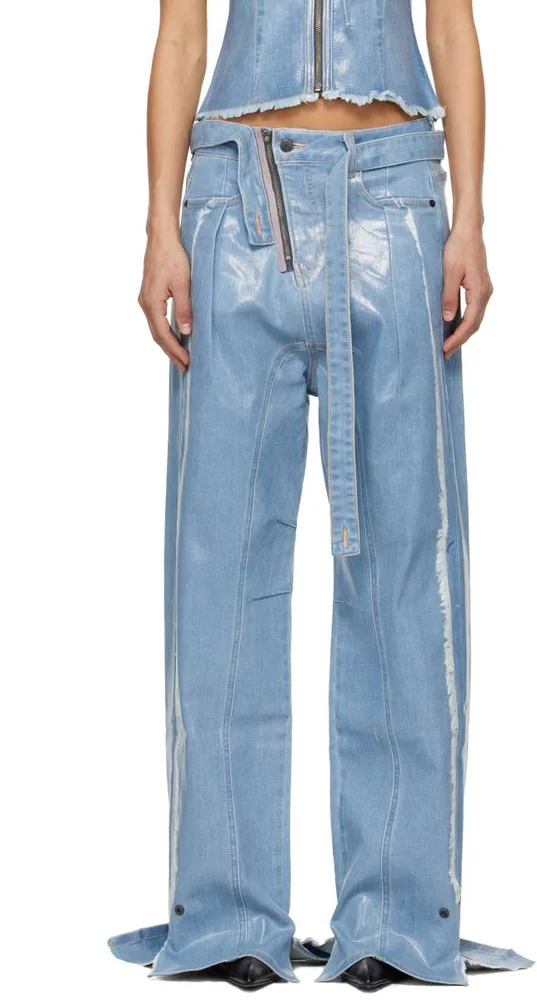 Blue Glazed Baggy Jeans