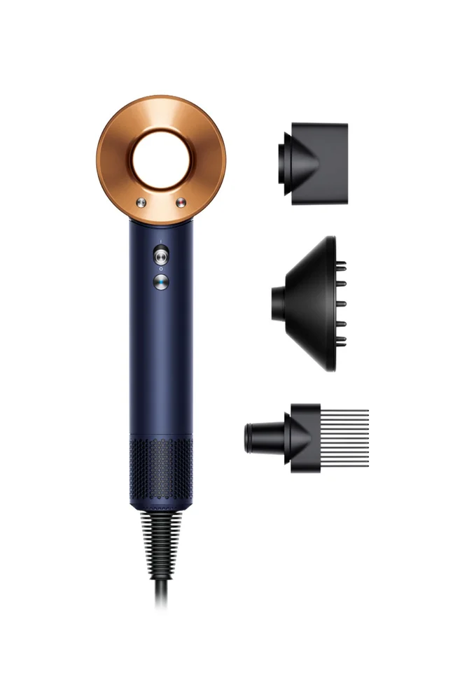 Supersonic Hair Dryer, Prussian Blue/Rich Copper (3 Attachments)
