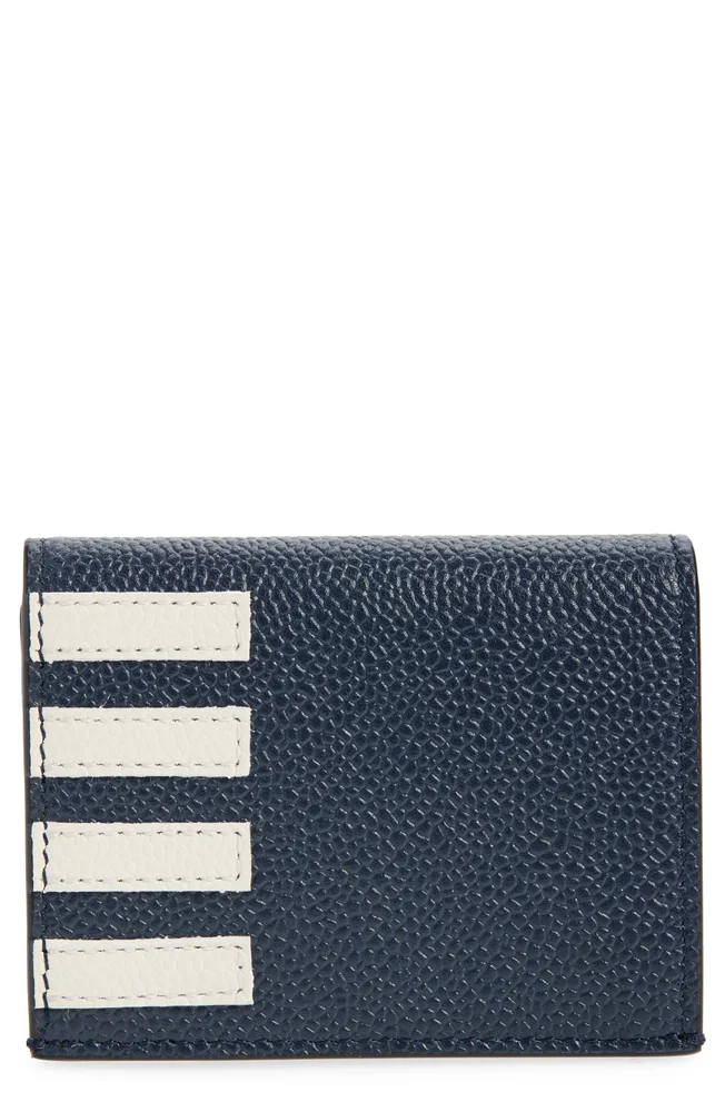 4-Bar Grained Leather Bifold Card Case