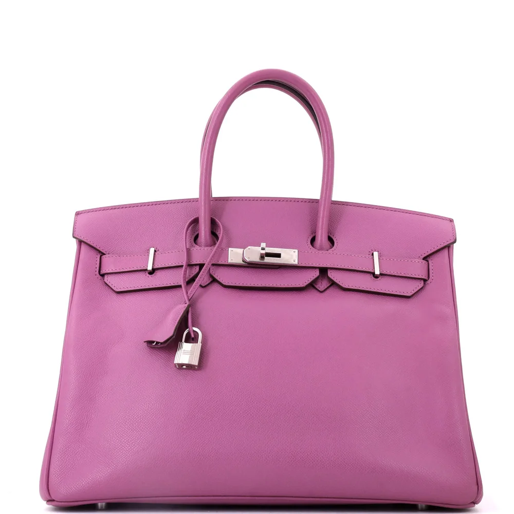 Pre-Owned Birkin Handbag Cyclamen Epsom with Palladium Hardware 35