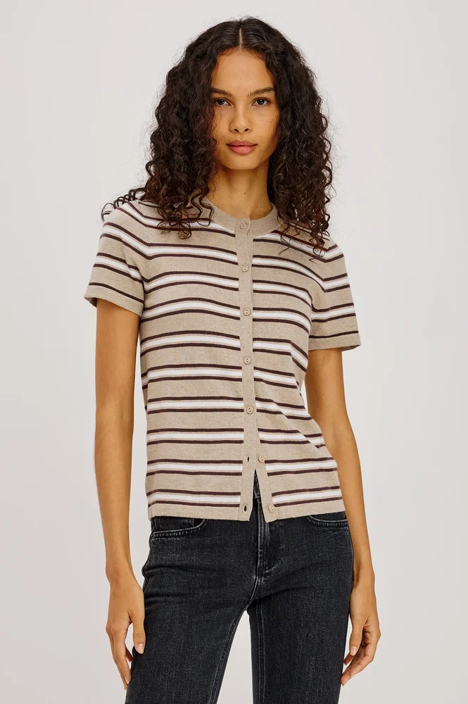 KYLIE TOP - HEATHER OAT STRIPE