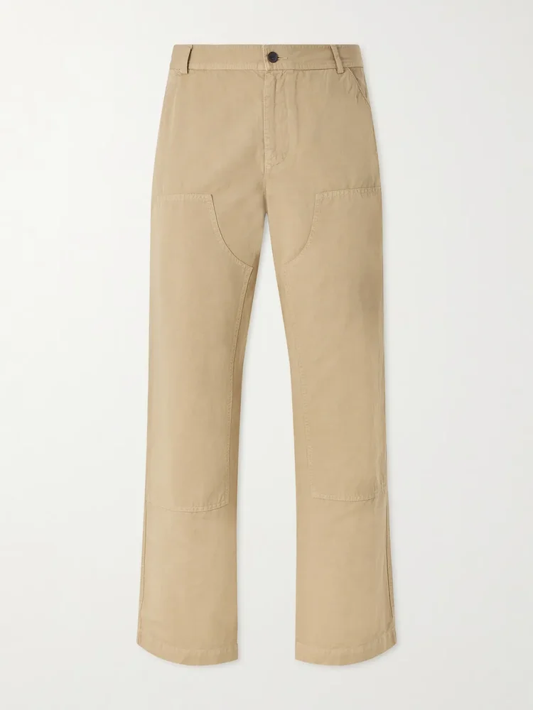 Straight-Leg Cotton and Linen-Blend Trousers