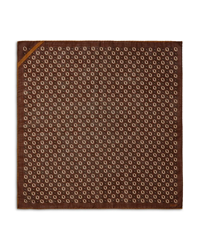Macro Geometric Print Wool Foulard