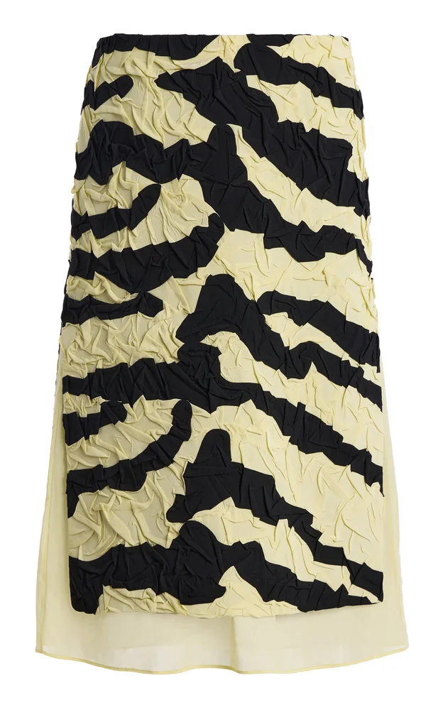 Soraya Tiger Crinkle Intarsia Midi Skirt