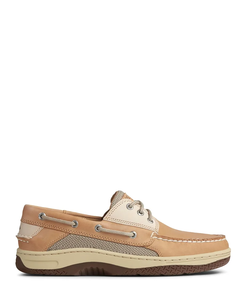 Men's Three Eye Light Brown Leather Boat Shoe