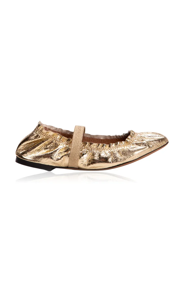 Flora Metallic Leather Ballerina Flats