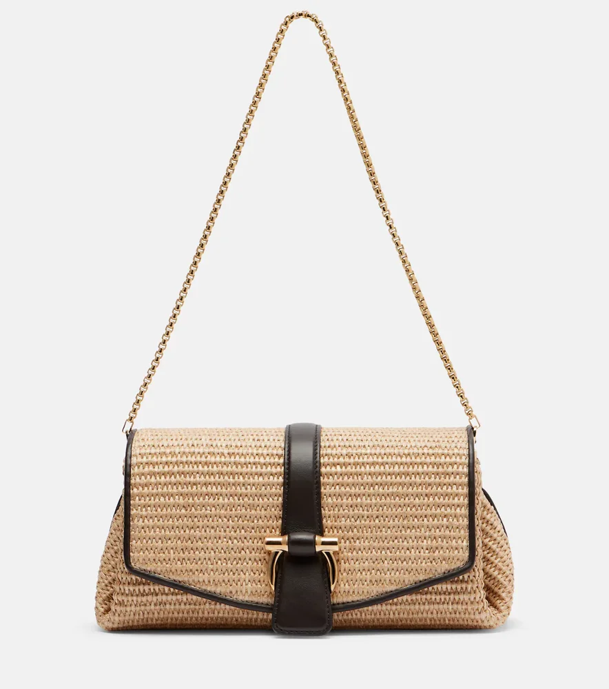 Ferragamo Mia Small raffia shoulder bag