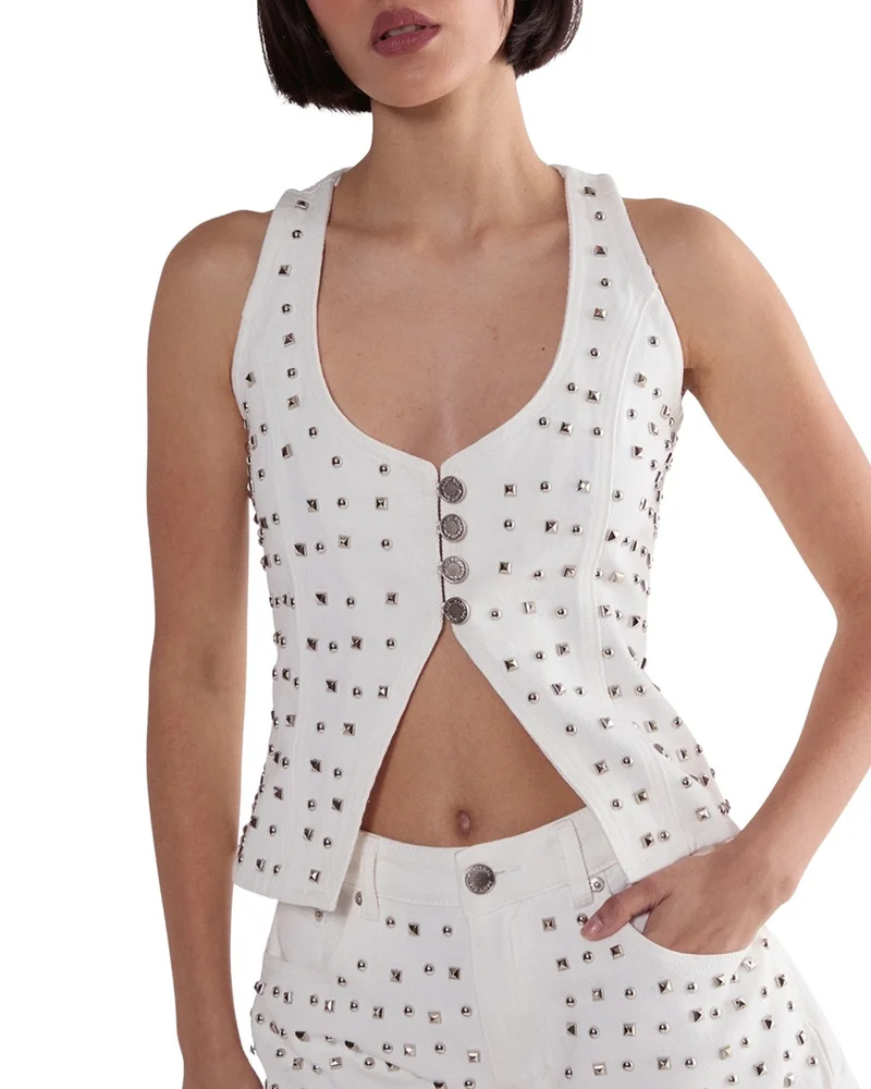 Studded Denim Corset Top