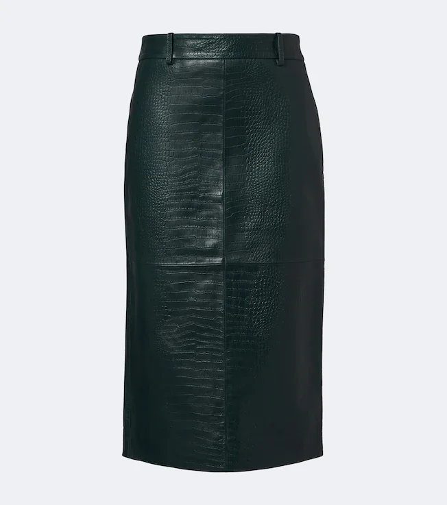 Taney croc-effect leather pencil skirt