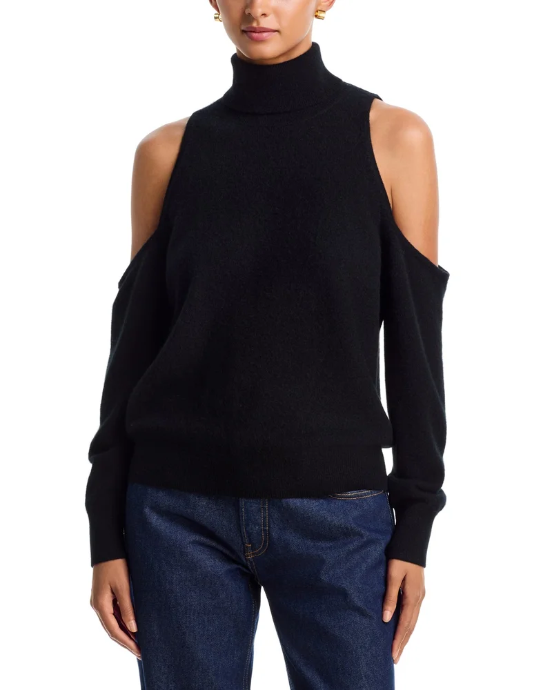 100% Cashmere Cold Shoulder Turtleneck - Exclusive