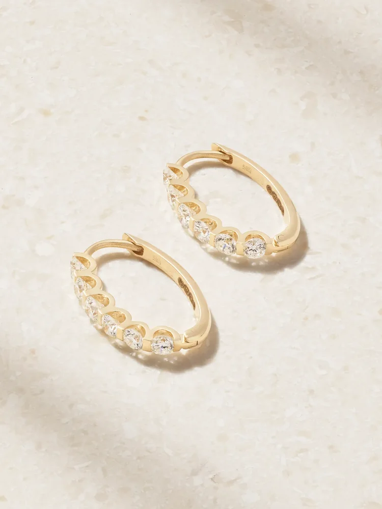 14-karat gold diamond hoop earrings