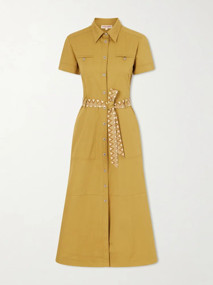 Giselle belted cotton midi dress