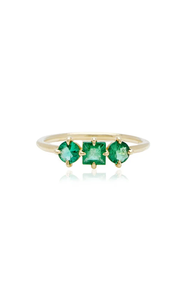 Trilogy 14K Yellow Gold Emerald Ring