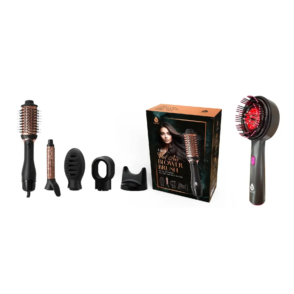 Hot Air Brush & 3-in-1 LED Scalp Brush