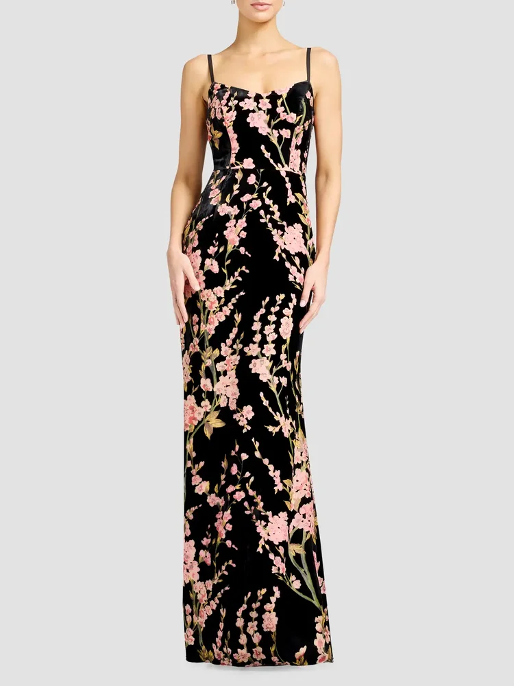 Giovanna Floral Velvet Gown