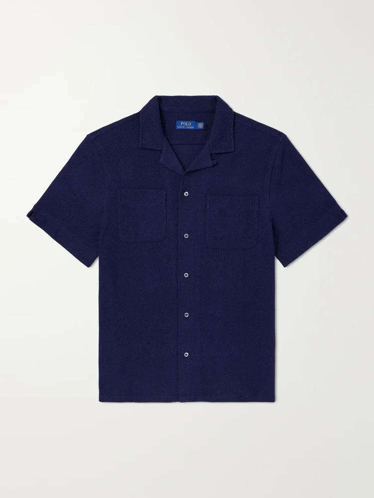 Pointelle Cotton-Knitted Polo Shirt