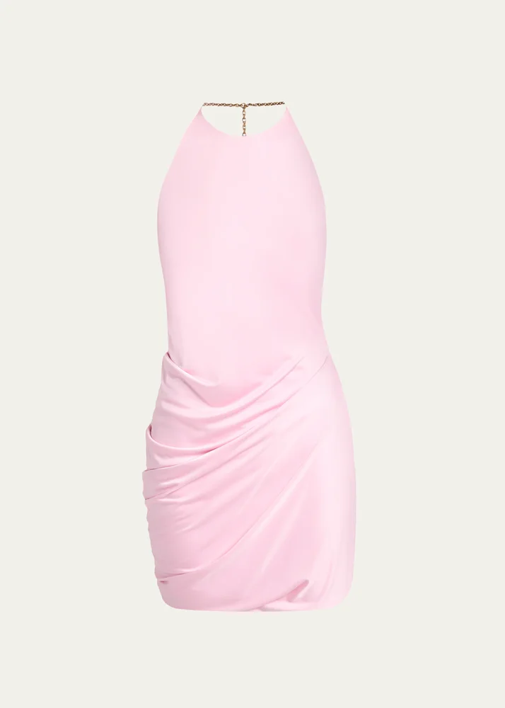 Medusa Chain Satin-Viscose Mini Dress