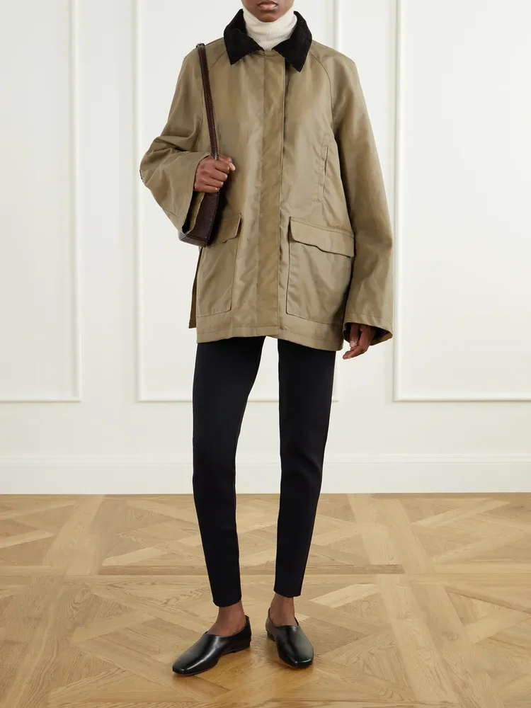 Country corduroy-trimmed organic cotton-canvas jacket