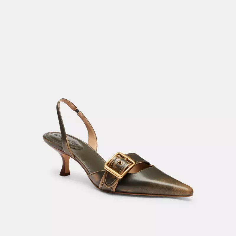 Margot Slingback In Loved Leather (Olive)