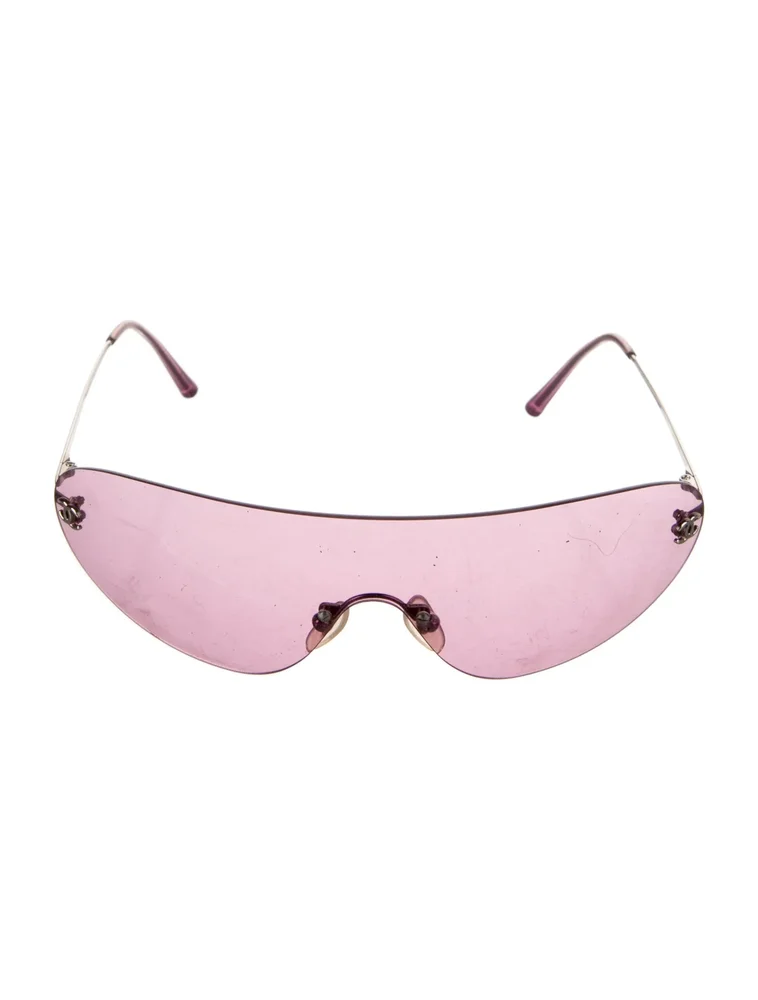 Interlocking CC Logo Pink Shield Sunglasses