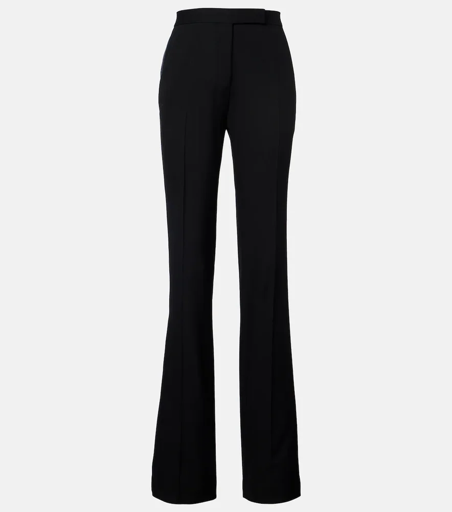 Silk-trimmed wool suit pants