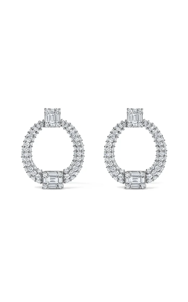 Clarity All 18k White Gold Diamond Doorknocker Earrings