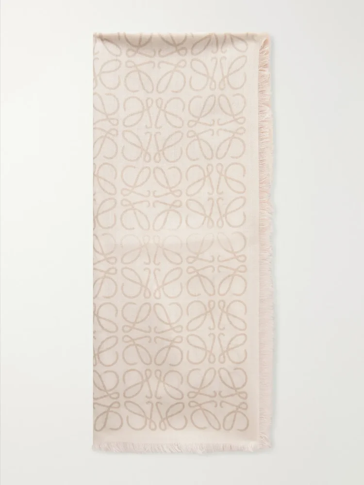 anagram intarsia wool silk and cashmere blend scarf
