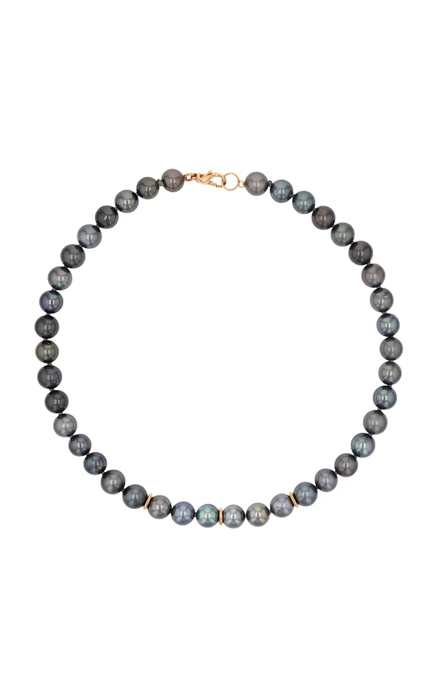 14K Yellow Gold Tahitian Pearl Strand Necklace