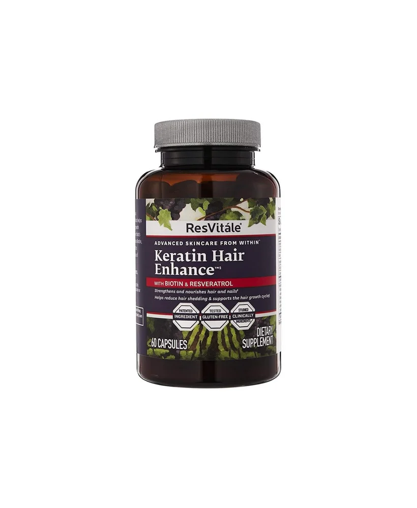 Keratin Hair Enhance with Biotin and Resveratrol, 60 Capsules