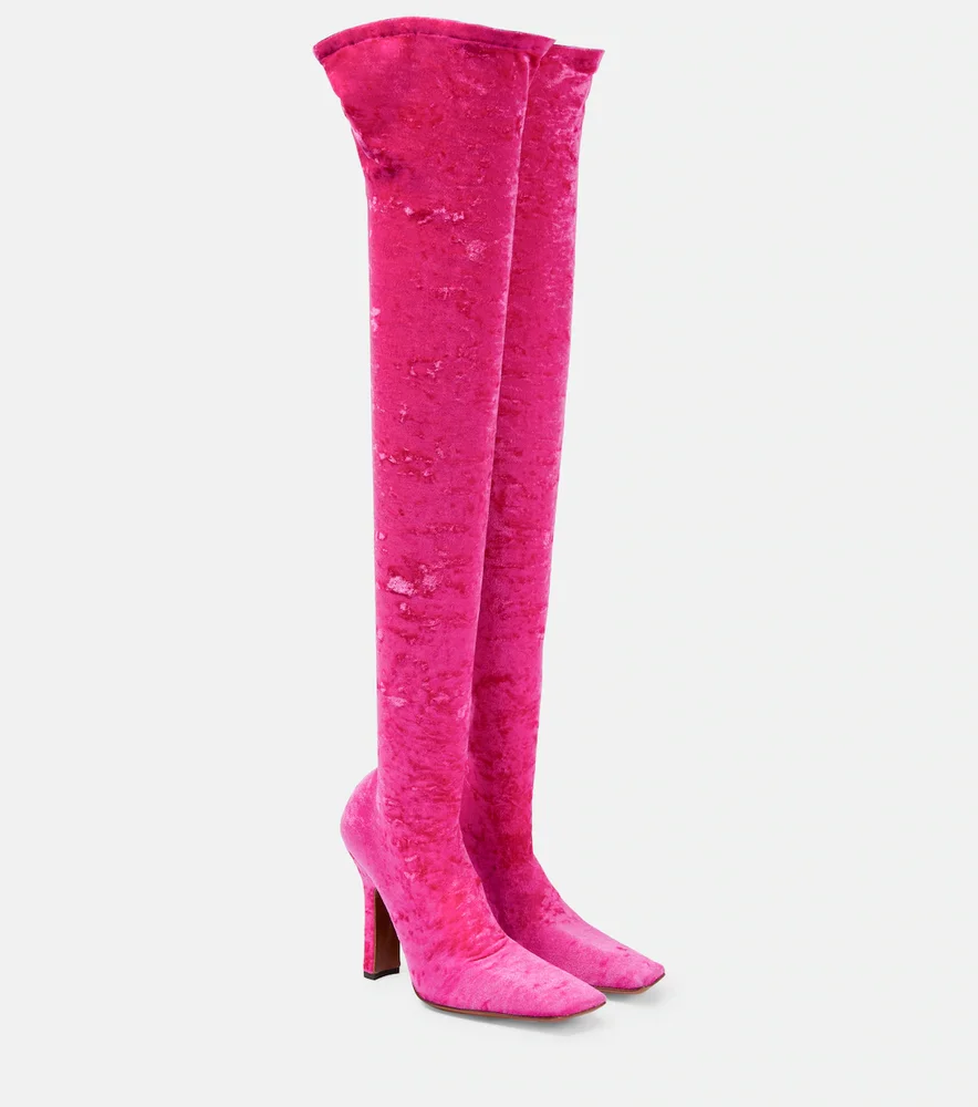 Velvet over-the-knee boots