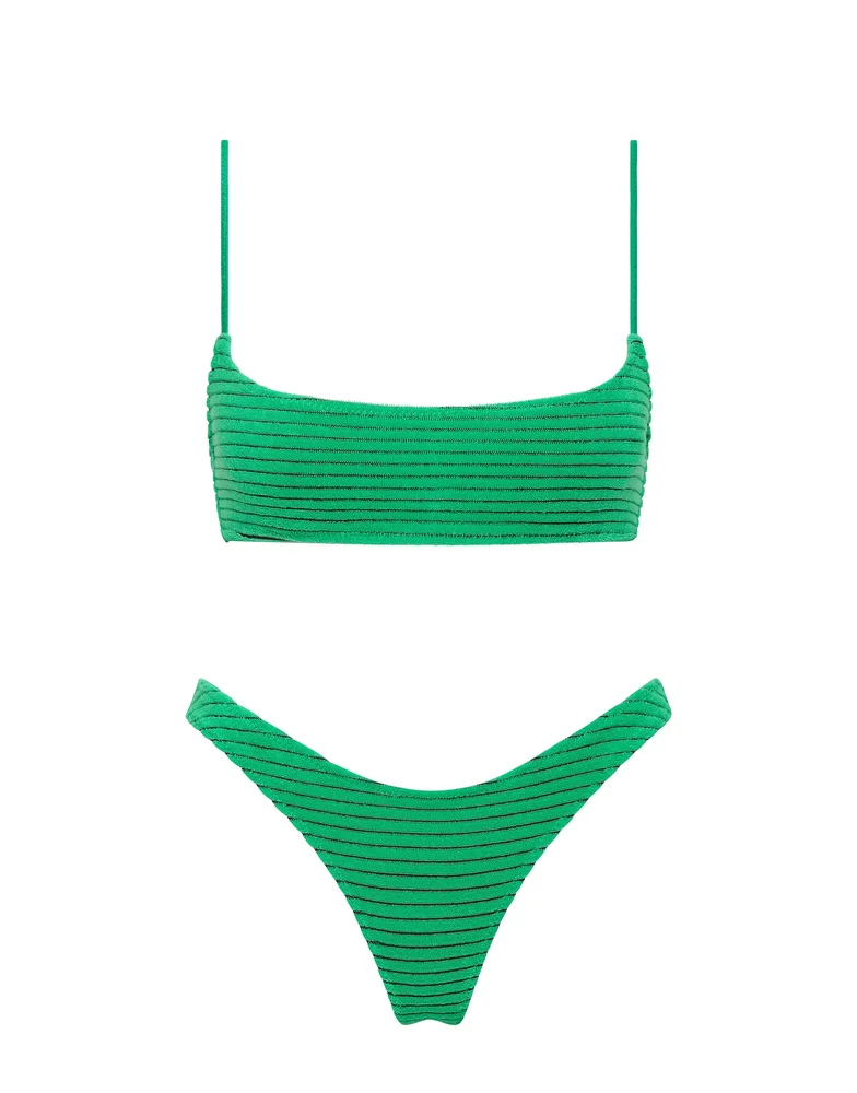 Mica Hube Green Terry Towelling Crop Bikini Set