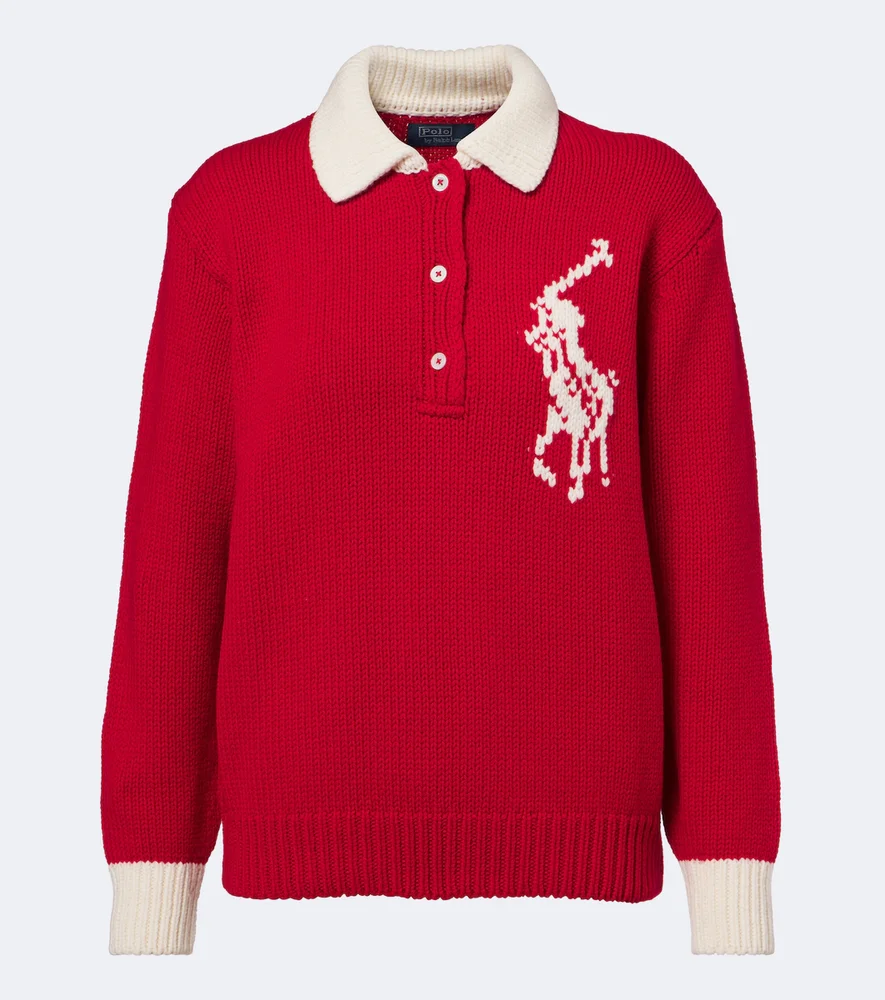 Big Pony intarsia wool polo sweater