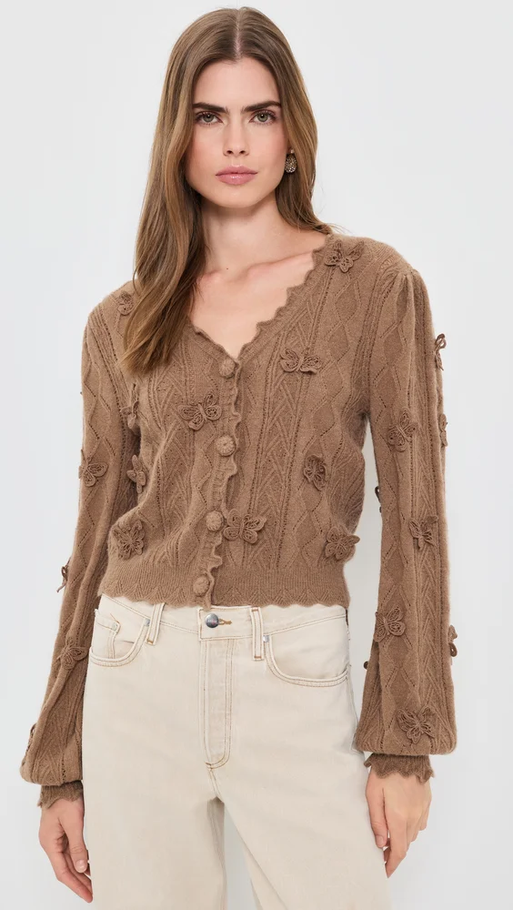 Richilieu Butterflies Artisanal Knit Cardigan