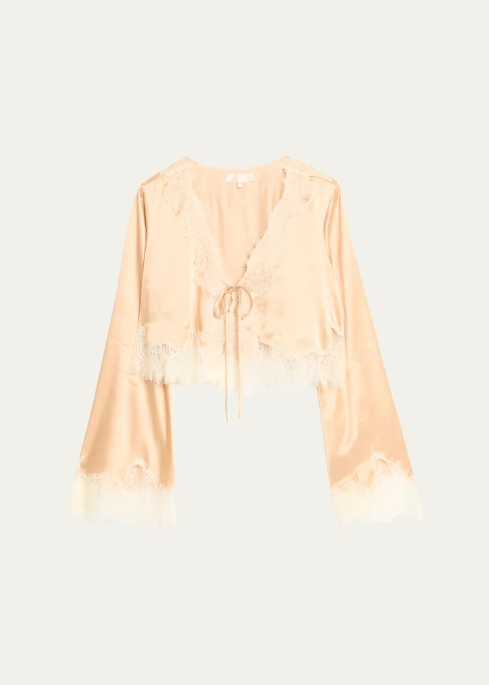Kately Lace-Trim Satin Top
