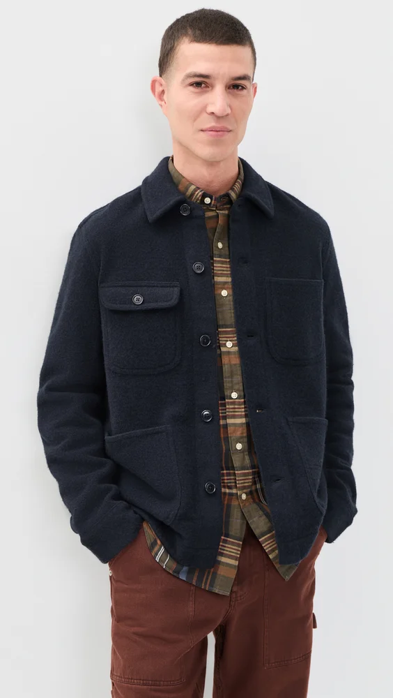 Work Jacket In Merino Wool Knit (Dark Navy)