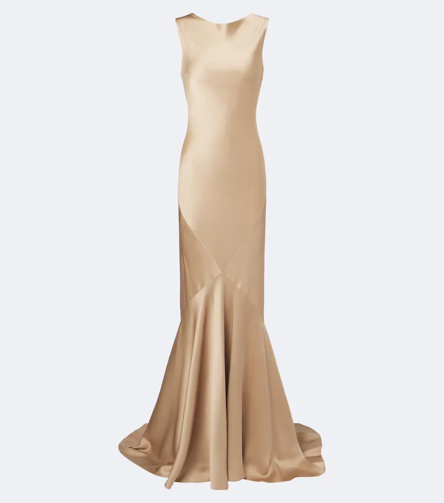 Open-back satin maxi dress