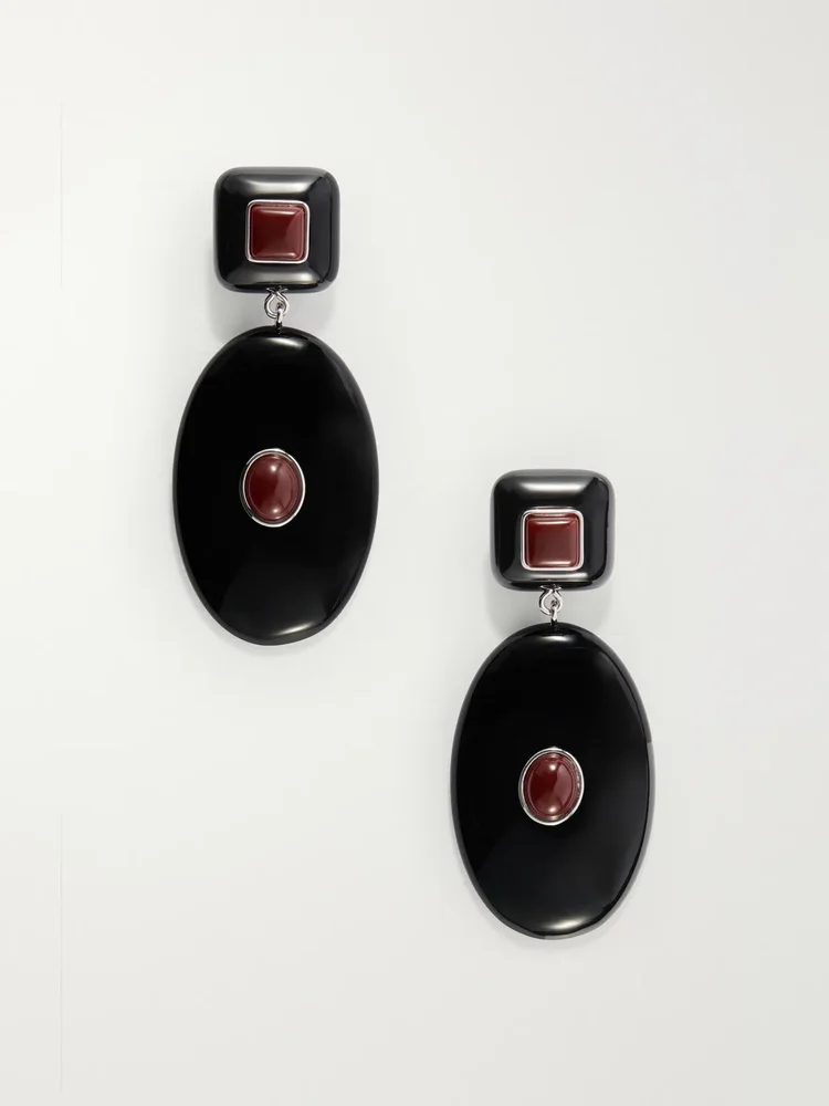 Pantheon rhodium-plated resin carnelian earrings