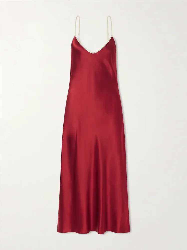Bias slip silk-charmeuse slip midi dress