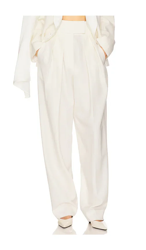 High Waist Pleated Suit Trouser in Wool Helsa